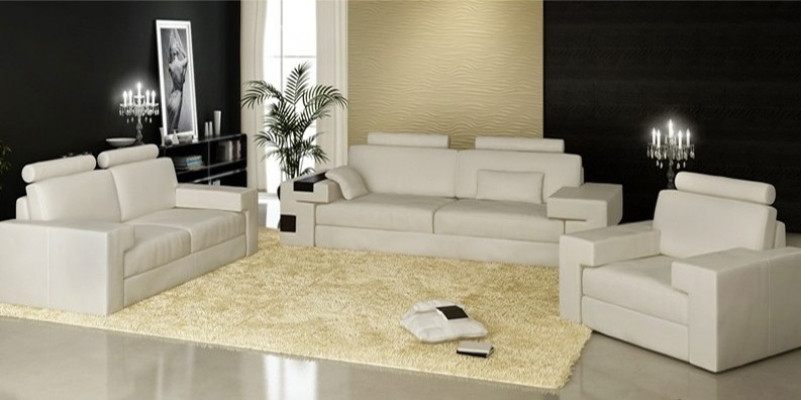 Ledercouch Sofagarnitur 3+2+1 Couch Setzer Këssen Sofa Garnitur Set Nassau Braun