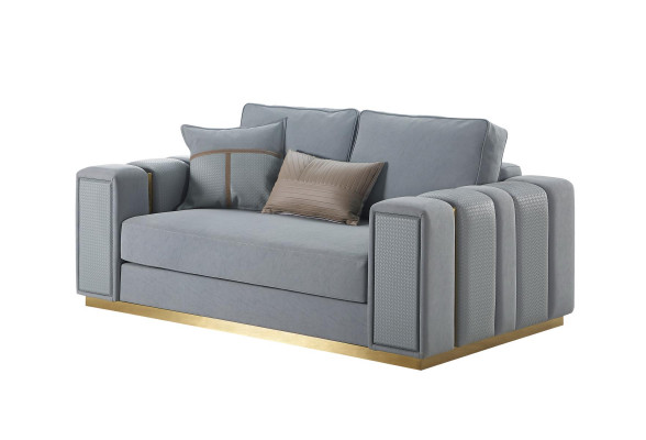 Sofa 2 Sëtzer Wunnzëmmer Modern Design Couchen Sofa Blo Textil Miwwelen Hellblo