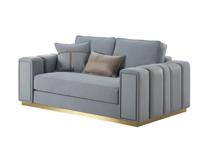 Sofa 2 Sëtzer Wunnzëmmer Modern Design Couchen Sofa Blo Textil Miwwelen Hellblo