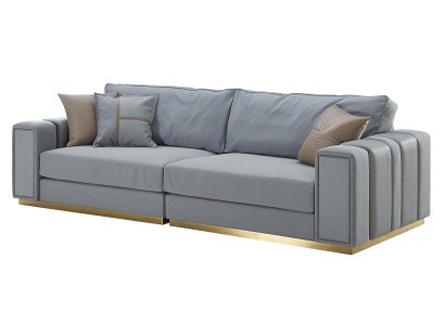 Sofa 3-Sëtz Liichtblo Nei Kreativ Modern Wunnzëmmer Design Soffa Miwwelen Stoff