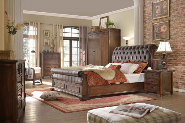 6tlg. Schlofzëmmer Set (Bett + 2x Nuetsdësch + 2x Kleederschaf + Kommode)