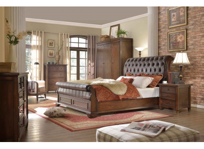 6tlg. Schlofzëmmer Set (Bett + 2x Nuetsdësch + 2x Kleederschaf + Kommode)