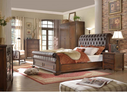 6tlg. Schlofzëmmer Set (Bett + 2x Nuetsdësch + 2x Kleederschaf + Kommode)
