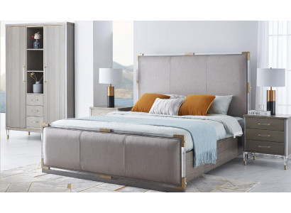 Bett Nuetsdësch Kommode 4 Stk. Schlofzëmmer Deko Set Design Modern Luxus