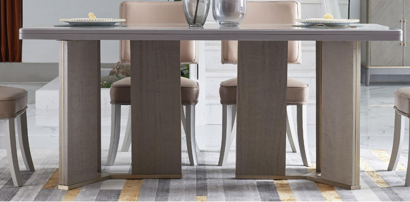 Designer Miwwelen Holz Dësch Sëtz Iess Zëmmer 6x Still 7-Deeler. Set Garnitur Nei