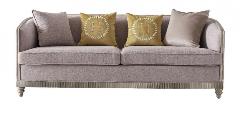 Designer Canapé Sëtz Këssen 3+1+1 Sëtz BeigeTextil Garnitur Sofa Samt Nei