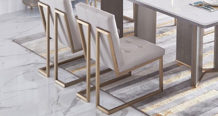Iesszëmmer Design Miwwelen Stullgrupp Dësch 6 Leen Still Set Garnitur Nei