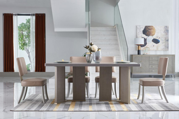 Komplett Iesszëmmer Garnitur Dësch + 4x Lehnstull Still Luxus Iessgrupp