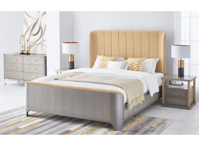 Bett Nuetsdësch 4-deelech Schlofzëmmer Set Design Modern Luxus Better Grupp Lieder