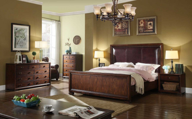 Komplett Schlofzëmmer Set 4 Deeler Design Modern Luxus Bett 2x Nuetsdësch
