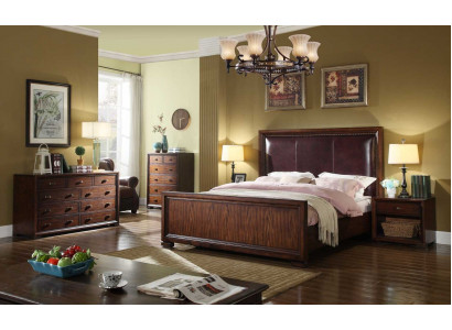 Komplett Schlofzëmmer Set 4 Deeler Design Modern Luxus Bett 2x Nuetsdësch