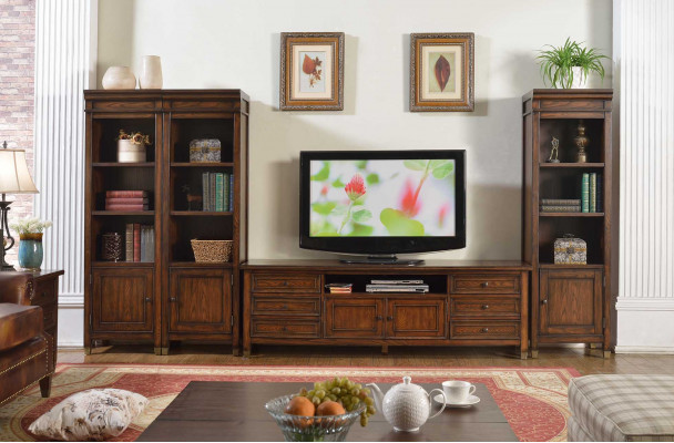 Wunnzëmmer Set Wandregal Kommode Sideboard Wunnwänn 3x Vitrinn Design 4tlg. Nei