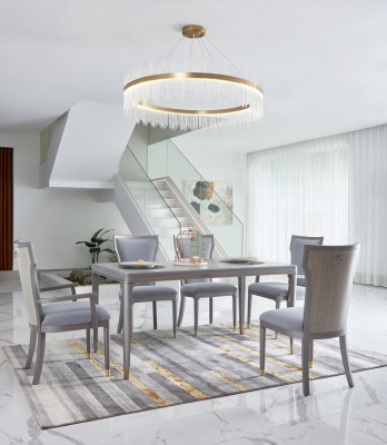 Komplett Garnitur Dësch mat 6 Still Luxus Miwwelen Hotel Dubai Ariichtung