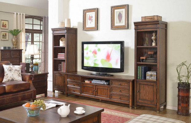 Klassesch Wunnwand-Vitrinn, Sideboard, RTV Wandregal Schaf 3tlg.