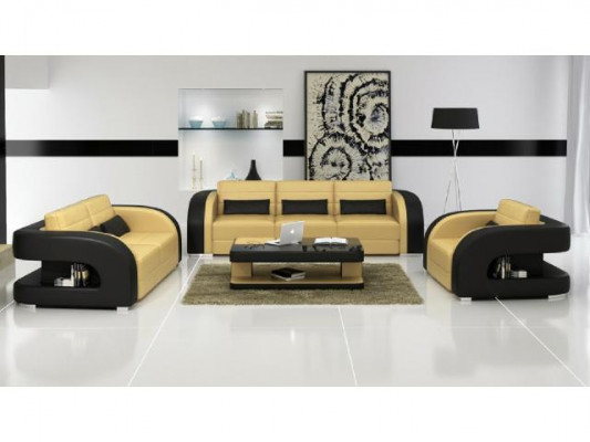 3+2+1 Sofagarnitur Ledersofa Couch Canapé Designer Canapéen Wunnlandschaft Bergamo