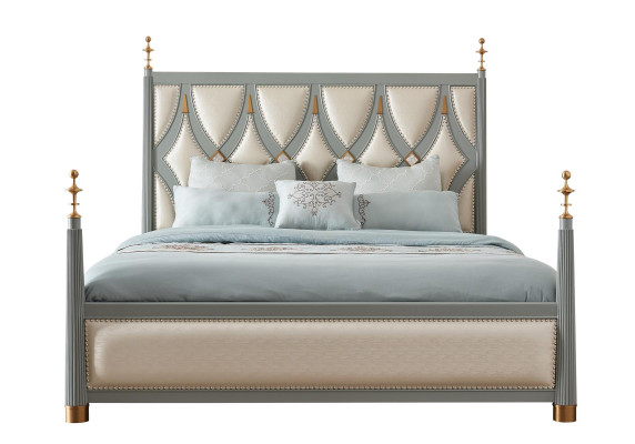 Luxus Miwwelen Schlofkummer Hotel Better Royal Gold Bett Holzbett 180x200cm