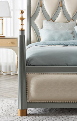 Luxus Miwwelen Schlofkummer Hotel Better Royal Gold Bett Holzbett 180x200cm