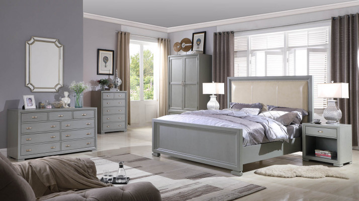 Bett 2x Nuetsdësch 3 Stéck Schlofzëmmer Set Better Miwwelen Chesterfield 180x200cm