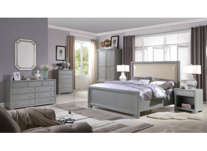 Bett 2x Nuetsdësch 3 Stéck Schlofzëmmer Set Better Miwwelen Chesterfield 180x200cm