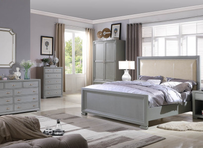 Bett 2x Nuetsdësch 3 Stéck Schlofzëmmer Set Better Miwwelen Chesterfield 180x200cm