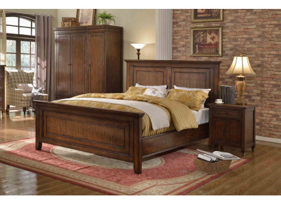Schlofkummer 3 Stk. Nuetsdësch Set Design Luxus Bett Holz Duebelbett nei