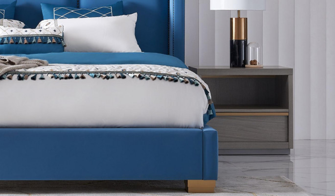 Bett Lieder 2x Nuetsdësch 3-tellegt Schlofzëmmer Set Miwwelen Modern Luxus