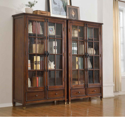 Set vun 2x Vitrinen-Kommoden Vitrinen Glas Schaf Glasschaf Vitrinenschaf Holz