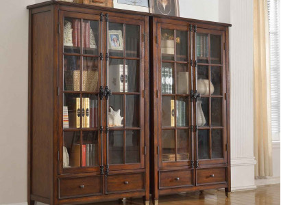 Set vun 2x Vitrinen-Kommoden Vitrinen Glas Schaf Glasschaf Vitrinenschaf Holz