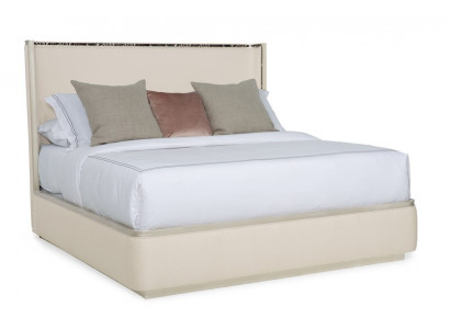 Bett 180x200 cm Textil Hotel Luxus Polster Sitz Stoff Design Bett Schlofzëmmer