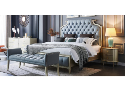 E e Bett am Chesterfield-Stil fir Är Schlofkummer.