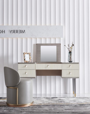 Make-up Dësch Konsolendësch Sekretär Kosmetikspigel Kommode Hocker