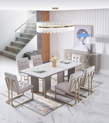 Iesszëmmer Dësch Designer Luxus Miwwel Holz Dëscher 180x90cm Wunnzëmmer