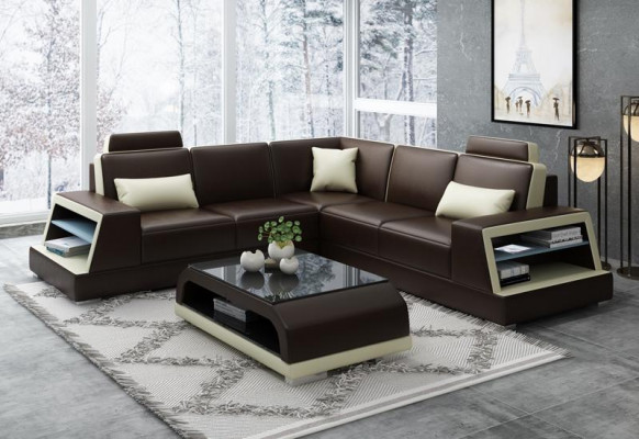 Ecksofa L-Form G8045B Eck Sofa Polstersofa Sëtzeck Lieder Garnitur Modern