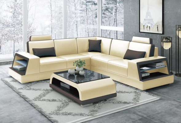Ecksofa L-Form G8045B Eck Sofa Polstersofa Sëtzeck Lieder Garnitur Modern