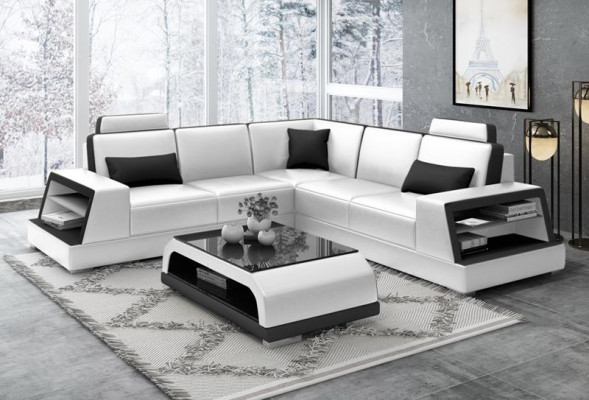 Ecksofa L-Form G8045B Eck Sofa Polstersofa Sëtzeck Lieder Garnitur Modern