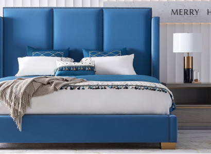 Schlofkummer Design Luxus Bett 180x200 Textil Duebel Bettgestell Blo.