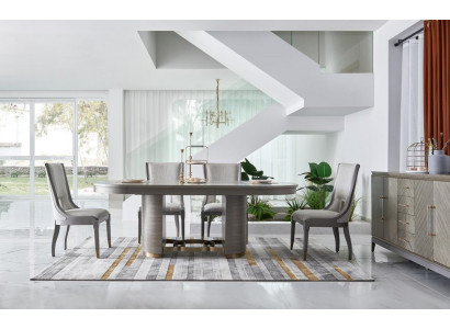 Iesszëmmer Dësch Designer Luxus Miwwelen Holz Dëscher 221x95cm Wunnzëmmer