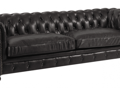 Cheterfield Sofa 3 Sëtzer Modern Lieder-Faser Echt Holz Luxus Klassesch Stil Miwwelen