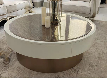 Design Metall Holz Gold Canapé Wunnzëmmer Dëscher Bäistall Ronn Dësch Couchdësch