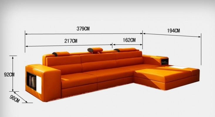 Ledersofa Canapé Wunnlandschaft Ecksofa Eck Garnitur Design Modern Sofa B2006B