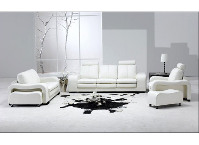 Ledersofa Couch Wunnlandschaft 3+2+1 Still Garnitur Design Modern Sofa A1112