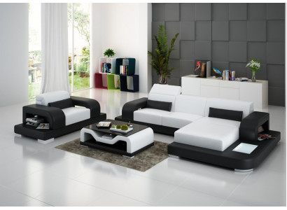 Lieder-Canapé Wunnlandschaft Eckcanapé L-Form Fautiel Set Garnitur Modern Canapé G8006E