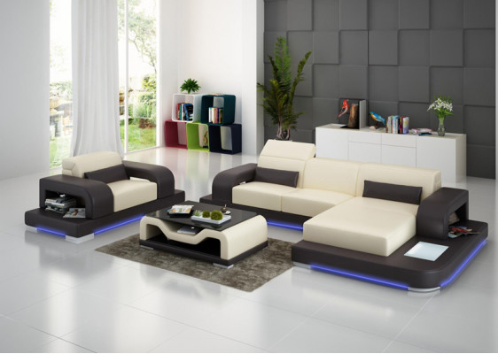 Lieder-Canapé Wunnlandschaft Eckcanapé L-Form Fautiel Set Garnitur Modern Canapé G8006E
