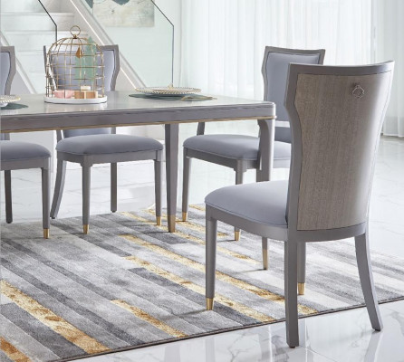 Luxus Design Polsterstull Still Büro Sëtz Office Iesszëmmer Holz Miwwelen