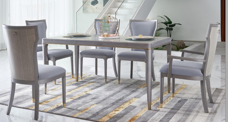 Luxus Design Polsterstull Still Büro Sëtz Office Iesszëmmer Holz Miwwelen