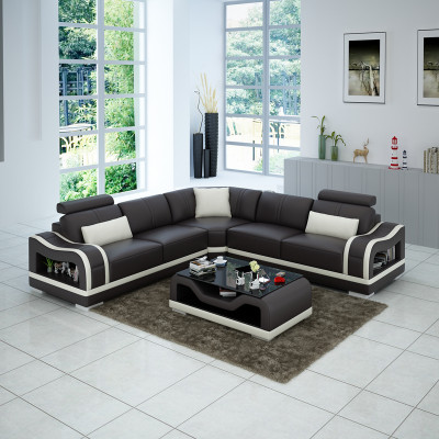 Ledercouch Couch Wunnlandschaft Wénkelcouch Eck Garnitur Design Modern Sofa mat USB