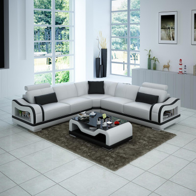 Ledercouch Couch Wunnlandschaft Wénkelcouch Eck Garnitur Design Modern Sofa mat USB