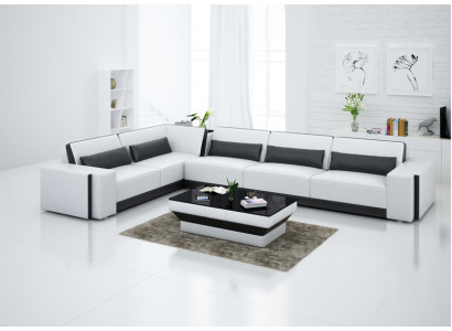 Ledersofa Canapé Wunnlandschaft Eck Modern Ecksotz Design Garnitur Sofa