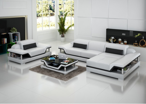 Design Ledercouch Sofa Couch Polster Eck Wunnlandschaft Garnitur Sofa Nei USB LED