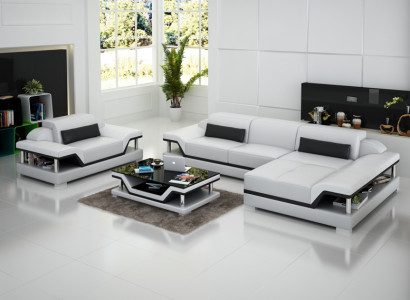 Design Ledercouch Sofa Couch Polster Eck Wunnlandschaft Garnitur Sofa Nei USB LED
